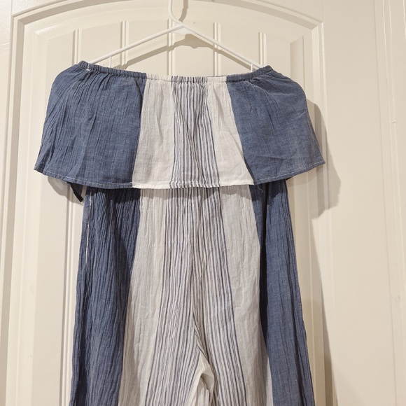 ELAN Strapless slit Wide-Leg stripe cover-up Jumpsuit - Picture 10 of 13